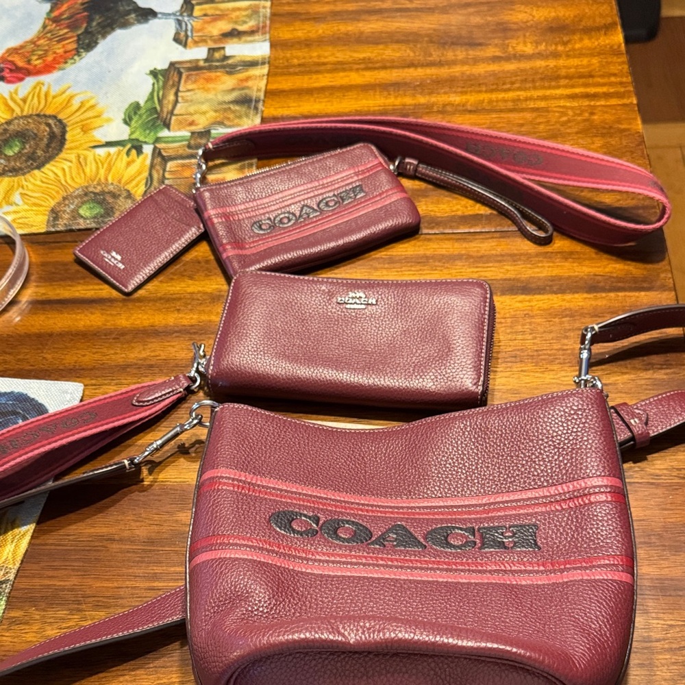 Coach Maroon Crossbody Bag Trio